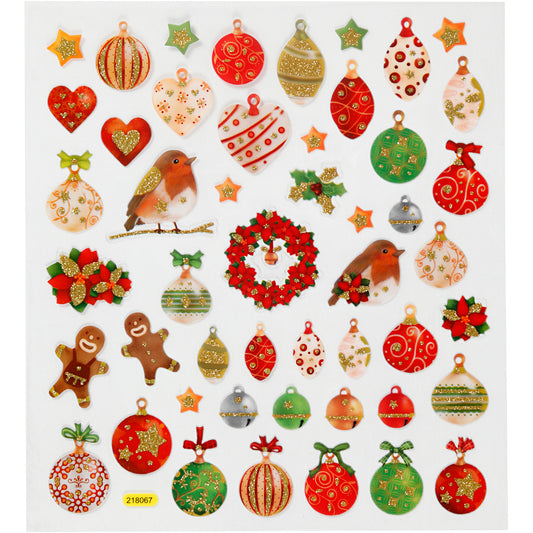 Stickers, Christmas baubles and decoration, 15x16,