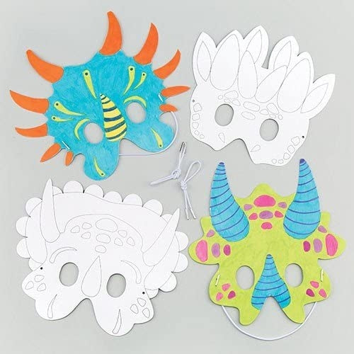 DINOSAUR COLOUR-IN MASKS PK.6