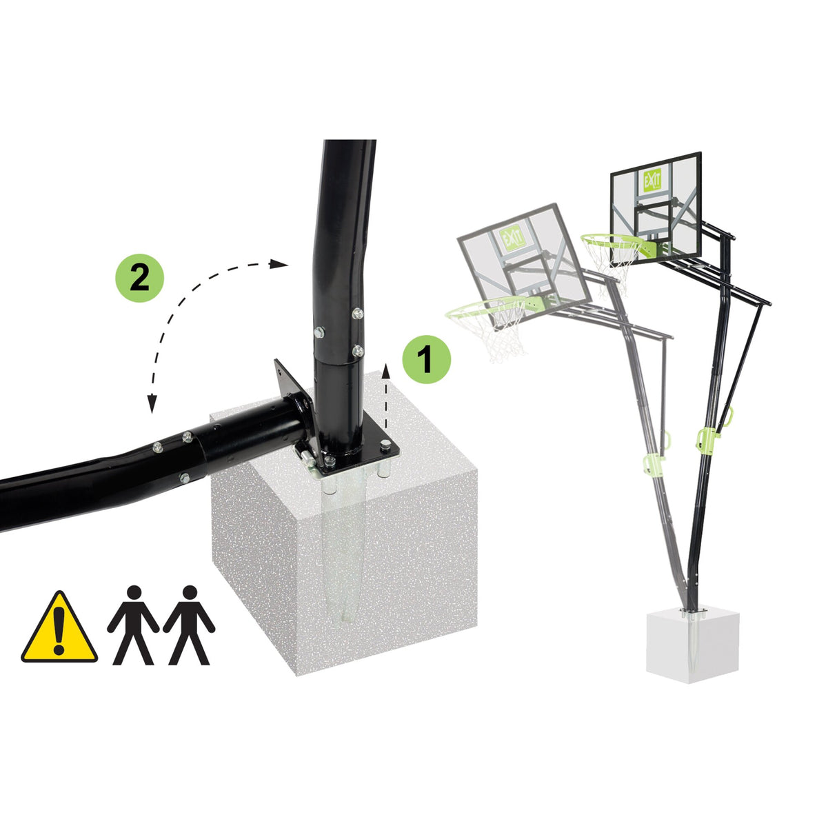 EXIT Galaxy basketball backboard for installing on ground with dunk hoop - green/black