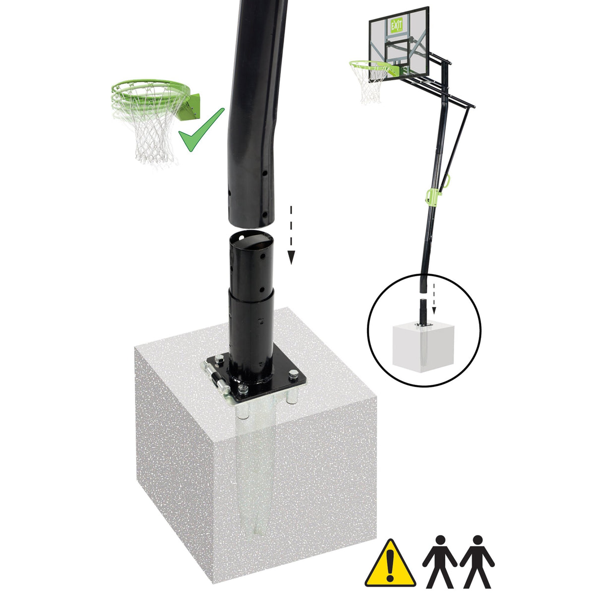 EXIT Galaxy basketball backboard for installing on ground with dunk hoop - green/black