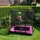 EXIT Silhouette ground trampoline 153x214cm with safety net - pink