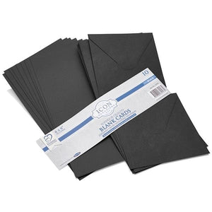 Pkt.10  250gsm Cards & Envelopes - Black