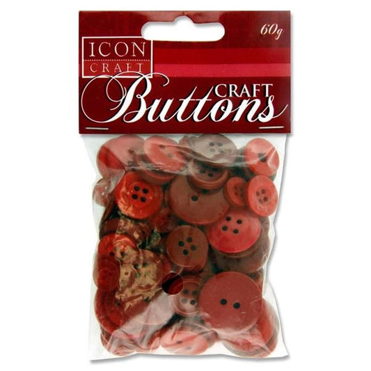 ICON CRAFT 60g ASST. CRAFT BUTTONS - RED