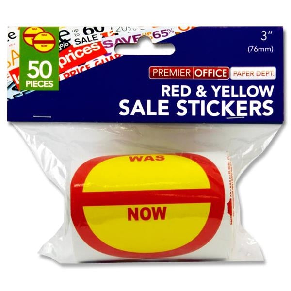RED/YELLOW SALE STICKERS ROLL OF 50