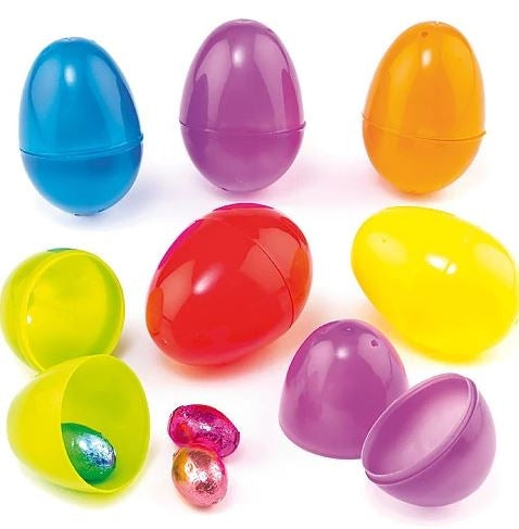 Coloured Plastic Eggs (Pk 12)