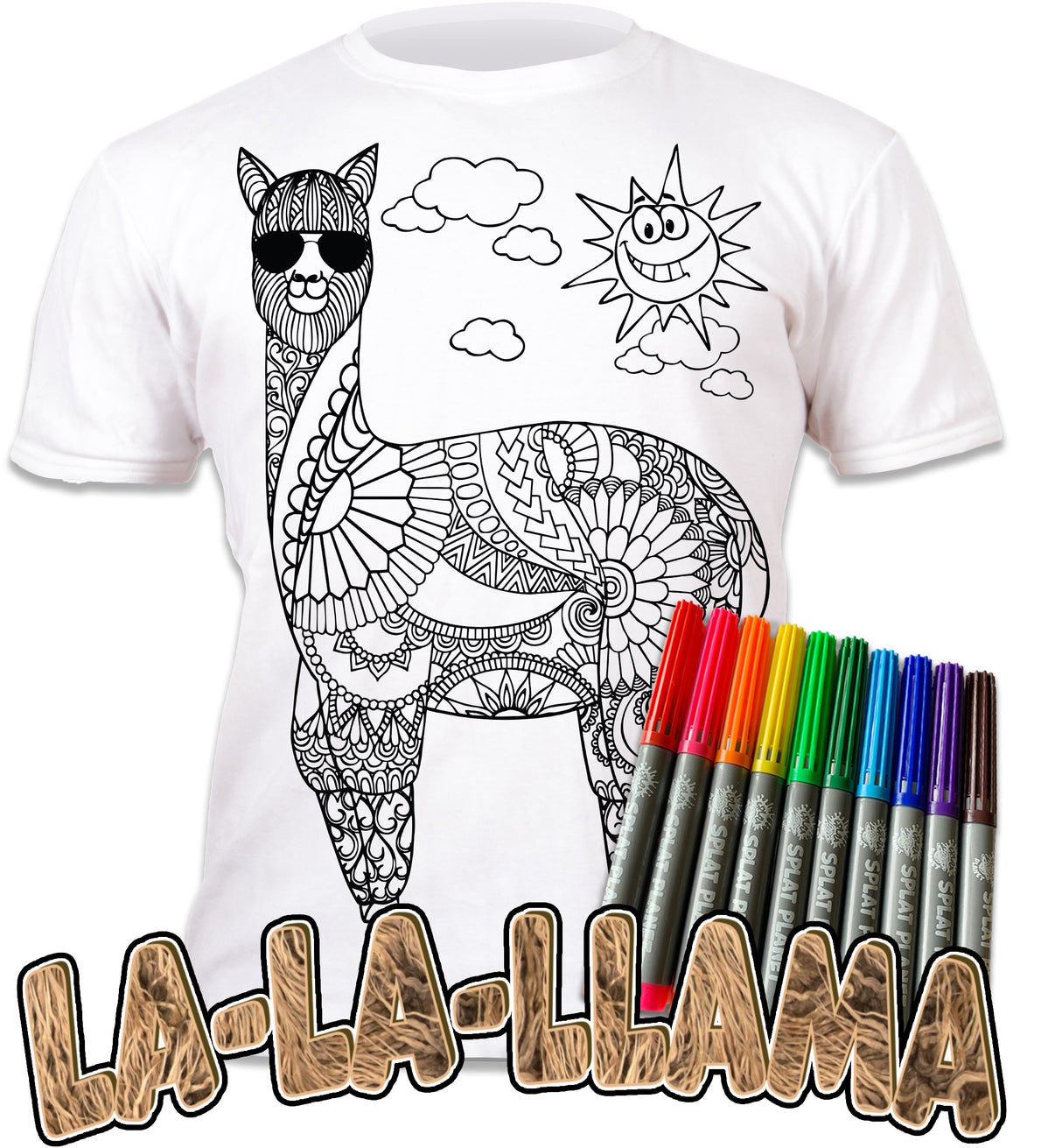 Splat Planet PYO T-Shirt: LLAMA (Size 9-11 Years) Years)