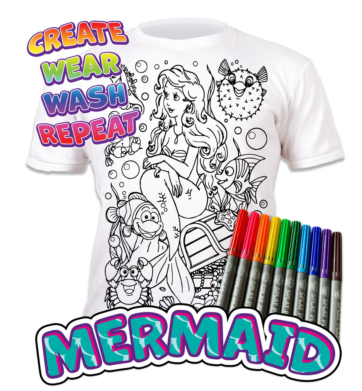 Splat Planet PYO T-Shirt: Mermaid (Size 3-4 Years)