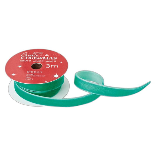 Velvet Ribbon (3m) - Green - Create Christmas