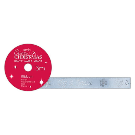Satin Christmas Ribbon (3m) - Let It Snow - Create