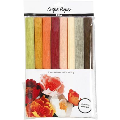 Crepe Paper, mute colours, 8 pcs