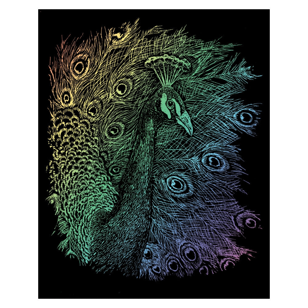 Rainbow Engraving Art Peacock