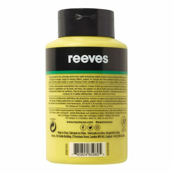 REEVES 400ML ACRYLIC- LEMON YELLOW