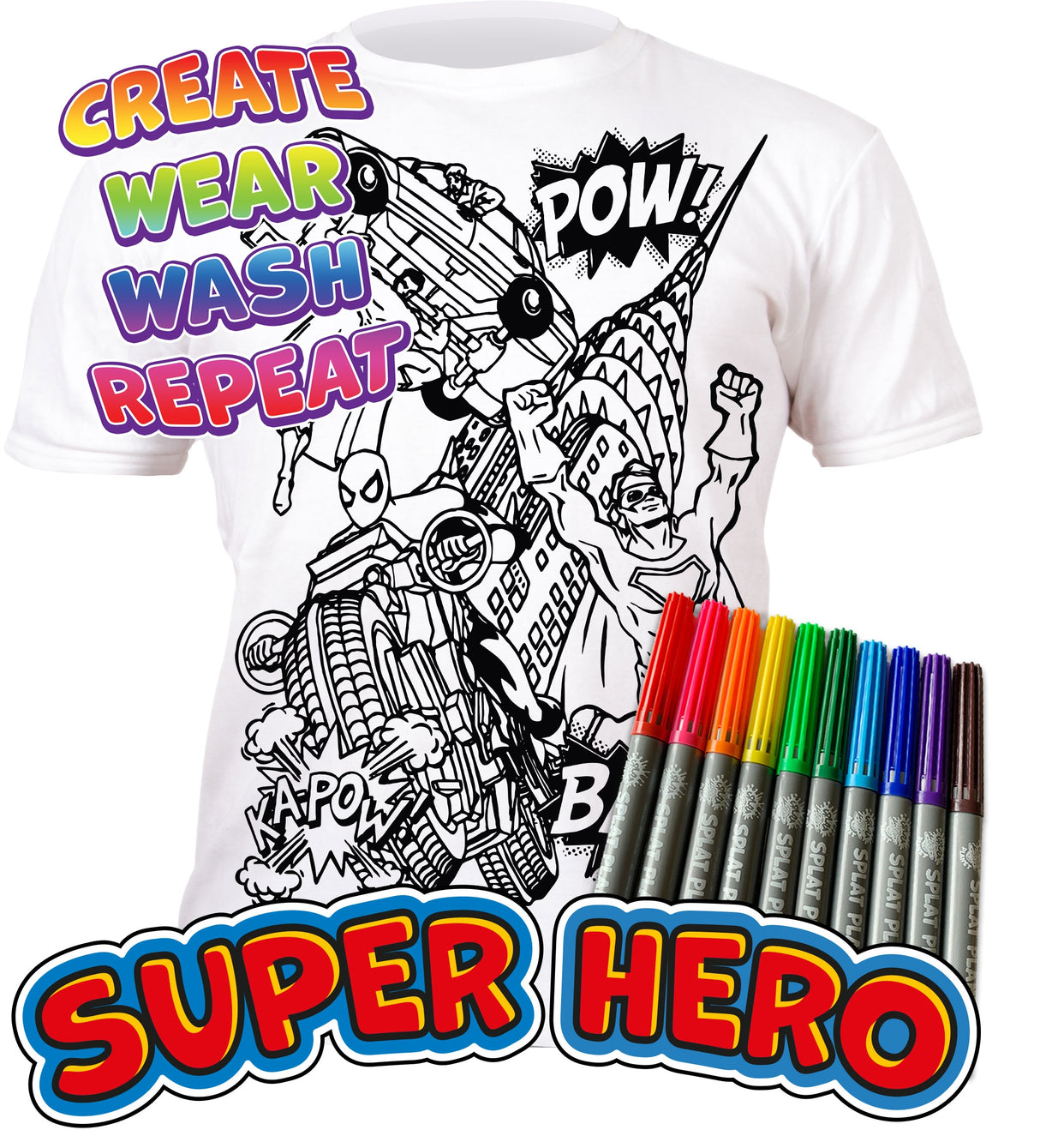 Splat Planet PYO T-Shirt: Super Hero (Size 3-4 Years)