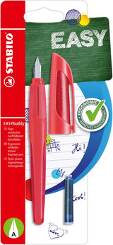 Ergonomic School Fountain Pen - STABILO EASYbuddy - A Nib - Coral/Red