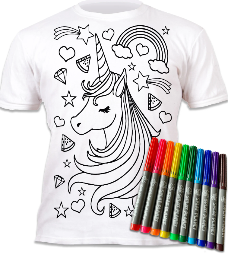 Splat Planet PYO T-Shirt: Unicorn Head  (Size 7-8 Years)