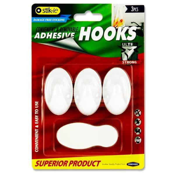 Stik-ie 3 Removable Adhesive Plastic Hook