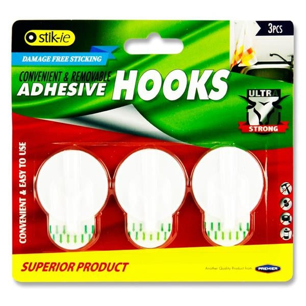 Stik-ie Card 3 Removable Adhesive Plastic Hooks