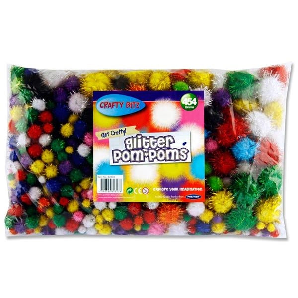 Crafty Bitz 454g Bag Glitter Pom Poms