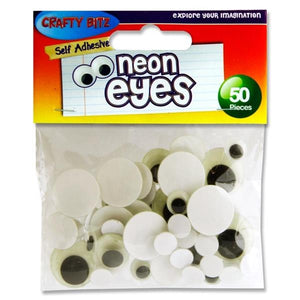 Pkt.50 Self Adhesive Goggly Eyes - Neon
