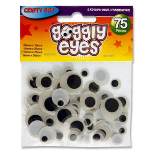 Self Adhesive Goggly Eyes Asstorted Sizes - Pack of 75