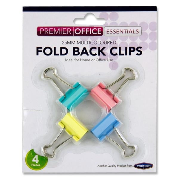 4 25Mm Binder Clips - Coloured